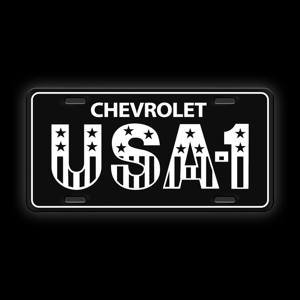 Black Chevrolet USA-1 Vanity License Plate
