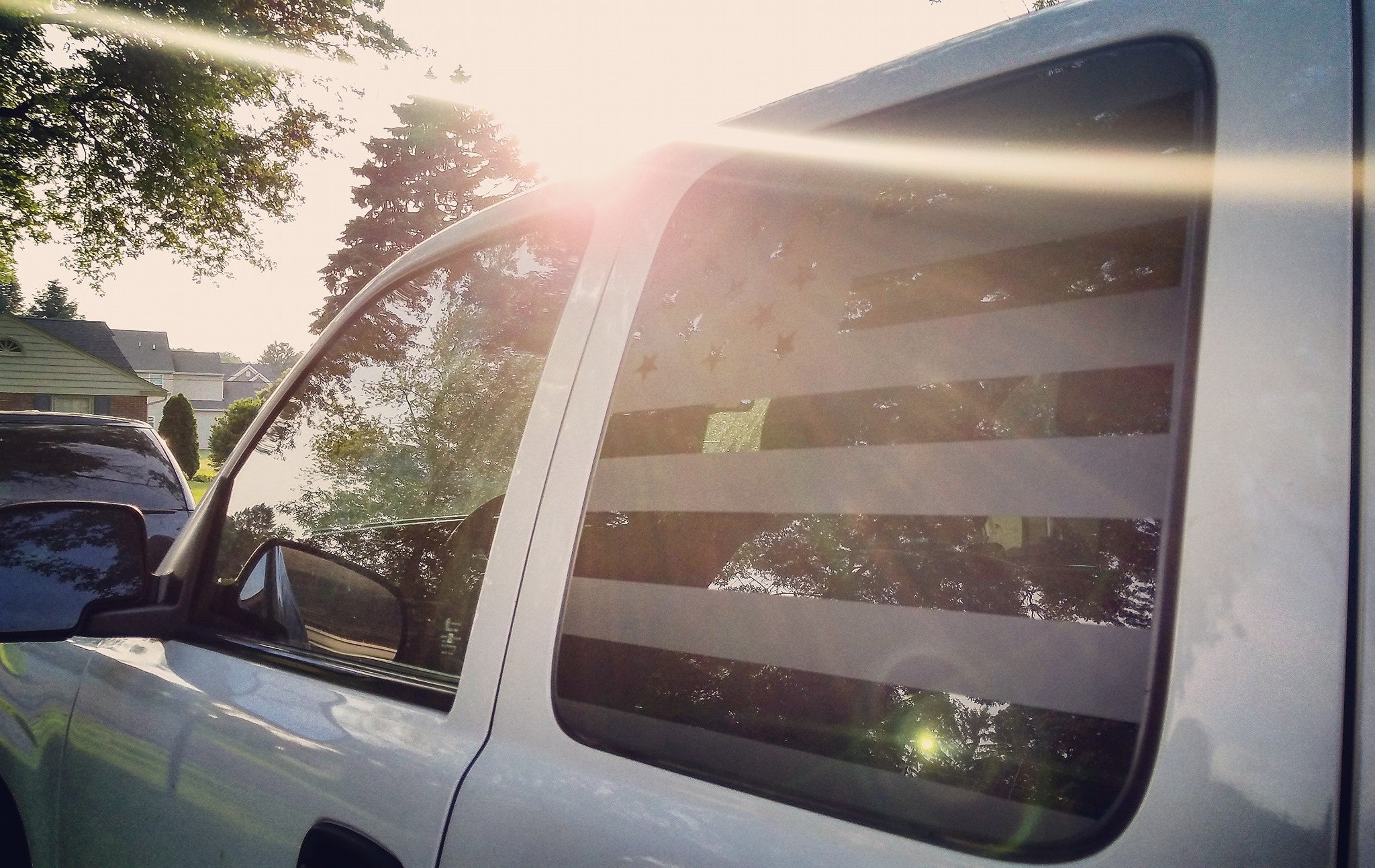 Universal Half Door Window American Flag Decal