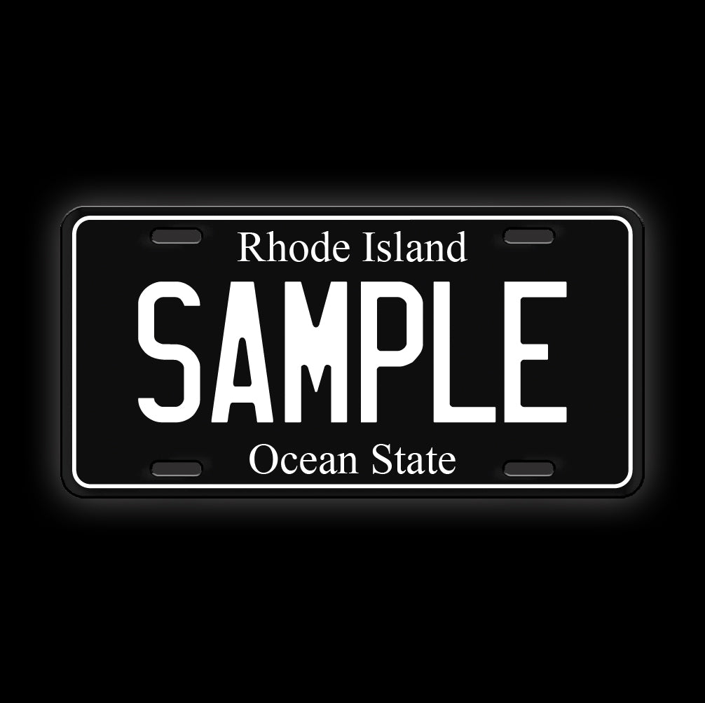 Black Custom Rhode Island License Plate