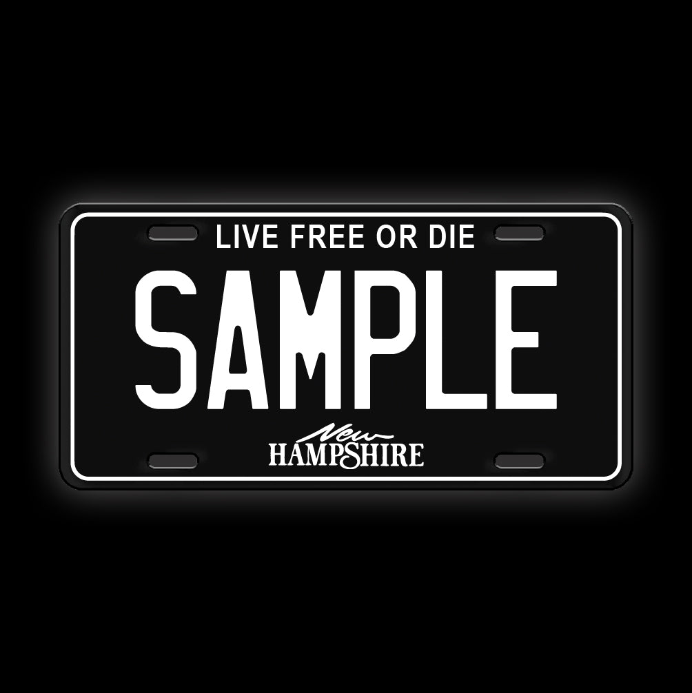 Black Custom New Hampshire License Plate